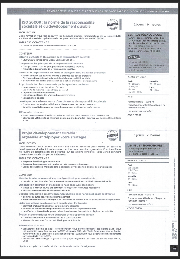 Attestation formation ISO26000, le programme